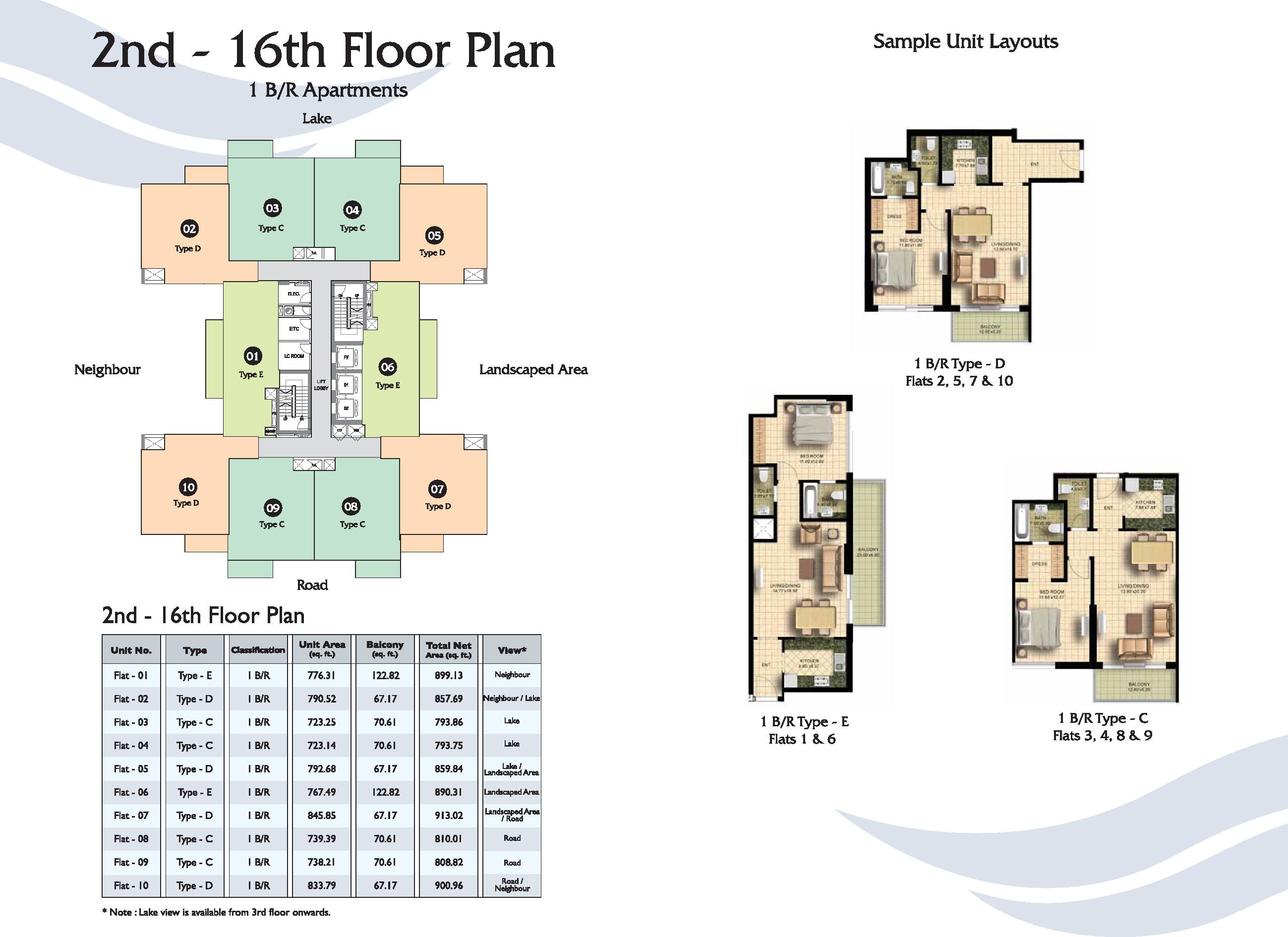 Type C,D,E , 2nd-16th floor